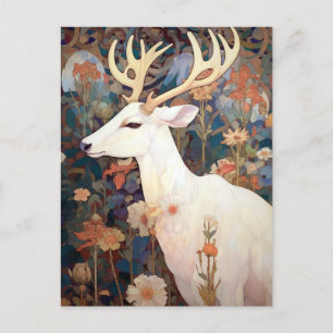 Cartão Postal White Deer Beautfiul Fantasy Art