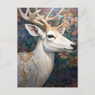 Cartão Postal White Deer Beautfiul Fantasy Art