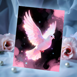 Cartão Postal White Dove Ethereal Love Pink Clouds Celestial