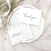 White Modern Script Weding Obrigado Cartão-postal