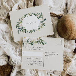 Cartão Postal White Peony Floral Weding Meal Choice RSVP