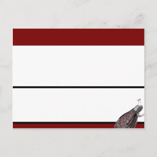 Cartão Postal White Preto-Preto Vermelho com Placa de Local Escr