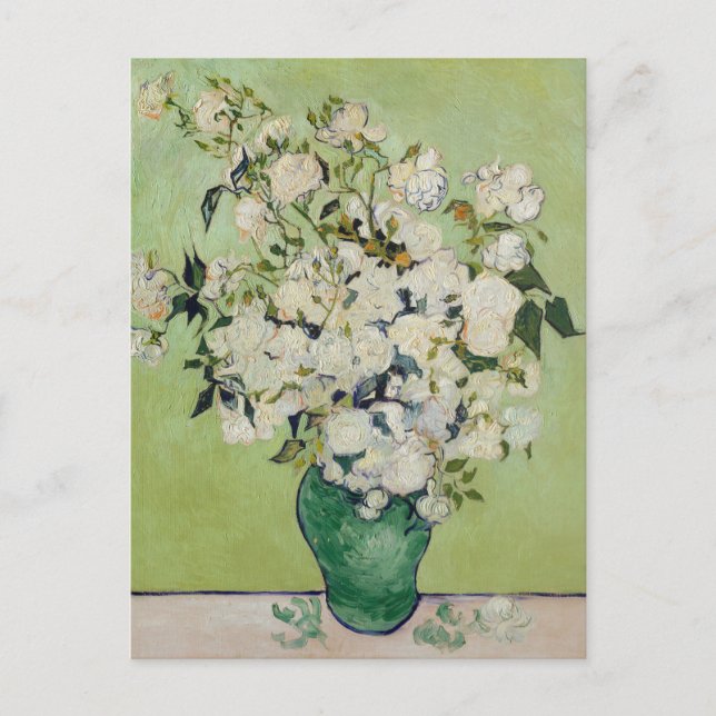 Cartão Postal White Roses van Gogh Fine Art (Frente)
