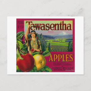 Cartão Postal White Salmon, Washington - Tawasentha Apple Labe
