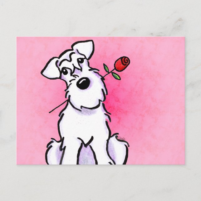 Cartão Postal White Schnauzer Sweetheart Off-Leash Art™ (Frente)