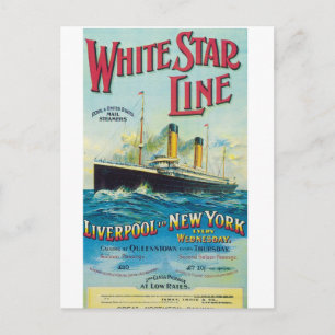 Cartão Postal White Star Line, Cartaz de viagem marítima vintage
