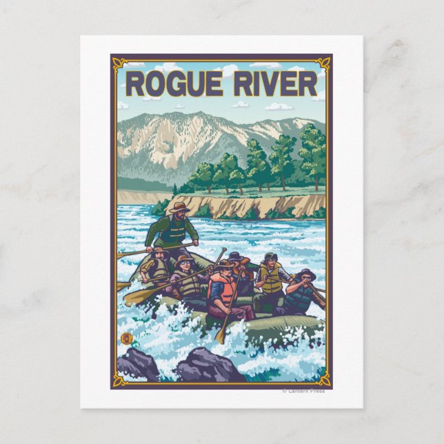 Cartão Postal White Water Rafting - Rogue River, Oregon (Frente)