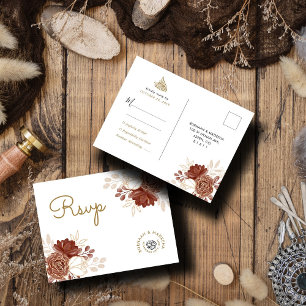 Cartão Postal White Watercolor Rustic Dourado Muçulmano Casament