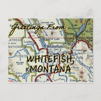 Cartão Postal Whitefish MT Vintage Map
