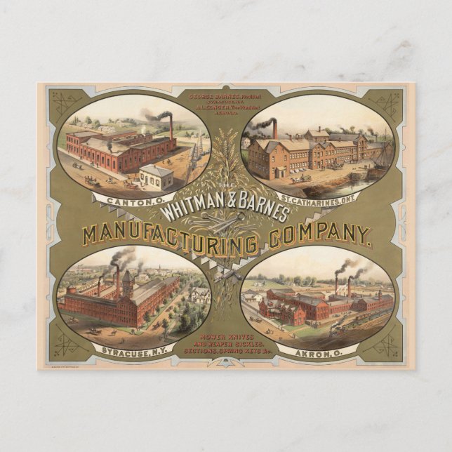 Cartão Postal Whitman & Barnes Manufacturing Company. (Frente)