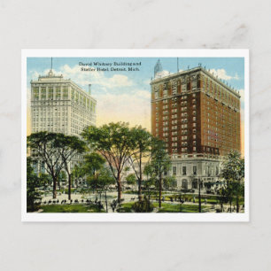 Cartão Postal Whitney Building, Statler Hotel, Detroit 1920 Vint