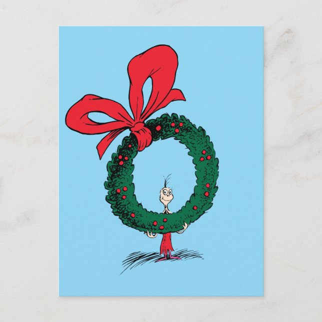 Cartão Postal Who Peeking Through Christmas Wreath (Frente)