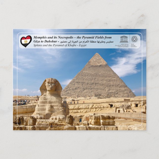 Cartão Postal WHS da UNESCO - A pirâmide de Khafre (Chephren) (Frente)