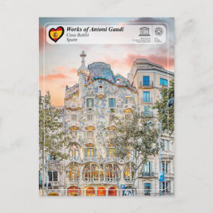 Cartão Postal WHS da UNESCO - Antoni Gaudí - Casa Batlló