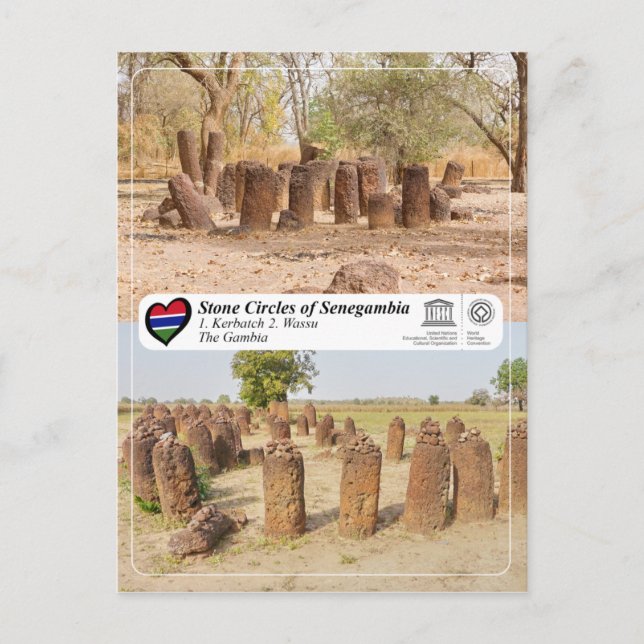Cartão Postal WHS da UNESCO - Círculos Pedrosos da Senegal (Frente)