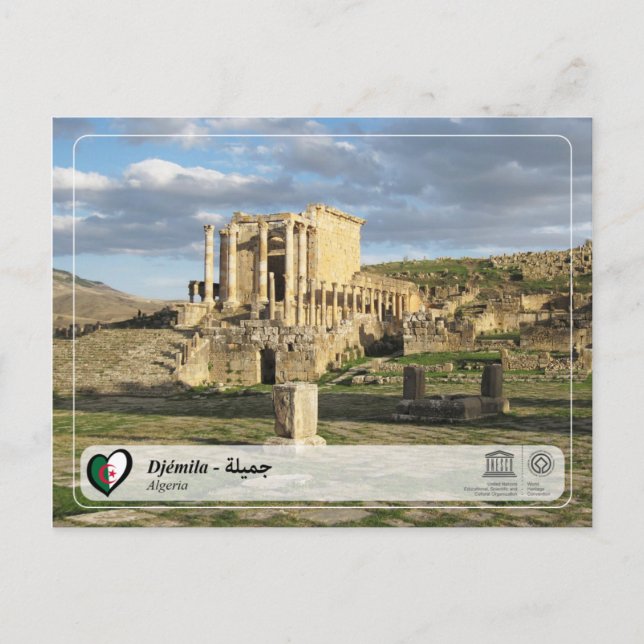Cartão Postal WHS da UNESCO - Djémila - ج م ي ل ة (Frente)