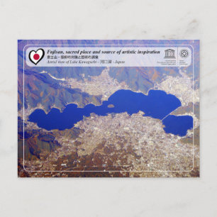 Cartão Postal WHS da UNESCO - Fujisan - lago Kawaguchiko - 河 口 湖