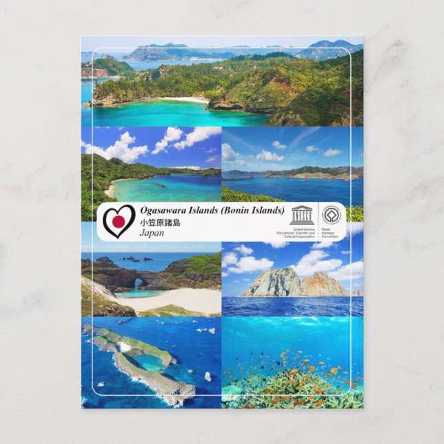 Cartão Postal WHS da UNESCO - Ilhas Ogasawara - 小 笠 原 諸 島 (Frente)