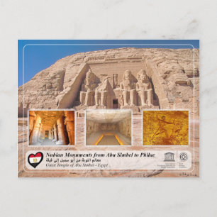 Cartão Postal WHS da UNESCO - Monumentos Nubianos - Abu Simbel