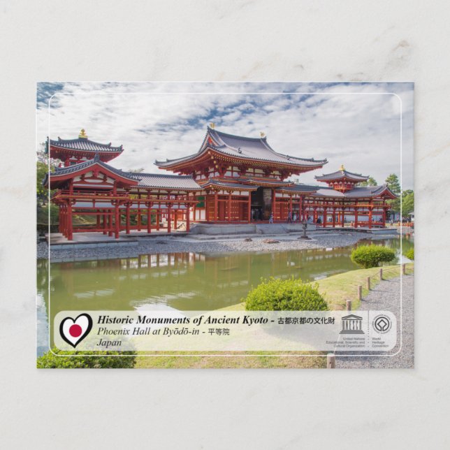 Cartão Postal WHS da UNESCO - Quioto antiga - Byodo-in - 等 平 院 (Frente)