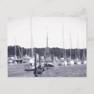 Cartão Postal Wickford Harbor Rhode Island BW impressão de cartã