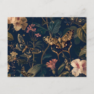 Cartão Postal Wiener Nachtpfauenauge Entre Geraniums Garden Illu