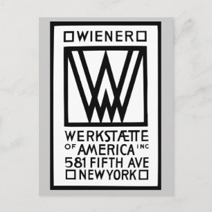 Cartão Postal Wiener Werkstaette monocromático da América