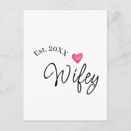 Cartão Postal Wifey red heart est. Year future wife valentine's 