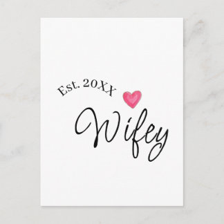 Cartão Postal Wifey red heart est. Year future wife valentine's 