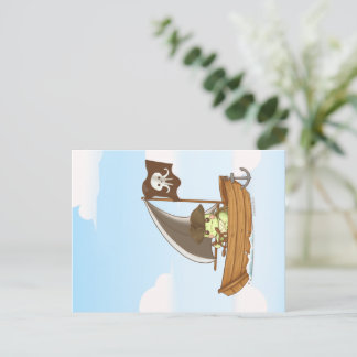 Cartão Postal Wilbur a Tartaruga Navegando os Mares Navio Pirata