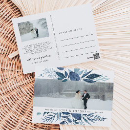 Cartão Postal Wild Azure | Agradecimento de Fotos de Casamento