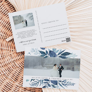 Cartão Postal Wild Azure   Foto De Casamento Obrigado