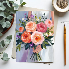 Cartão Postal Wildflower Bridal Bouquet | Floral Wedding Bride