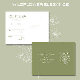 Cartão Postal Wildflower Elegance-RSVP-Casamento- Cartão-postal
