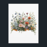 Cartão Postal Wildflower meadow botanical garden flowers<br><div class="desc">Natural wildflower meadow with delicate botanical blossoms. A colorful mix of poppies,  daisies and garden flowers creates a lively spring nature scene inspired by blooming fields.</div>