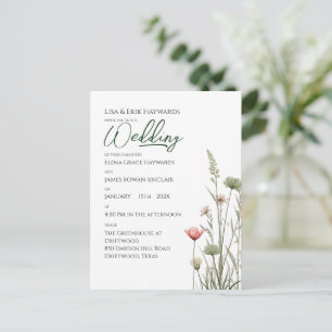 Cartão Postal Wildflower Meadow Casamento de Orçamento de Boho