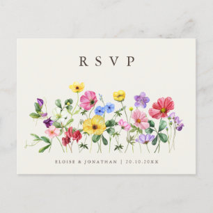Cartão Postal Wildflower Rustic Chic Floral Country RSVP