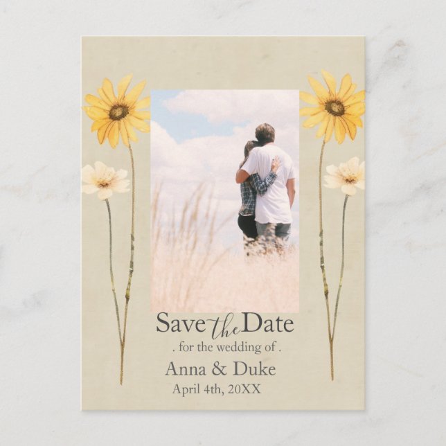 Cartão Postal Wildflower Save the Date Photo (Frente)