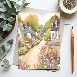 Cartão Postal Wildflower Way | Coastal Beach Town Watercolor