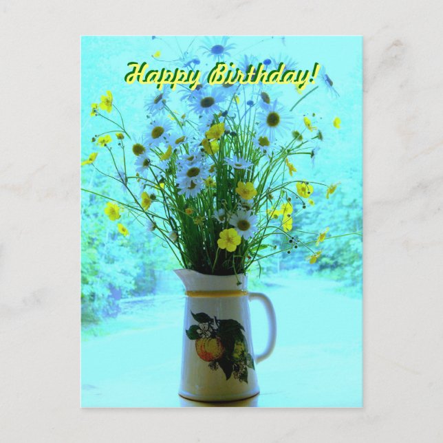 Cartão Postal Wildflowers que pensam de você (Frente)