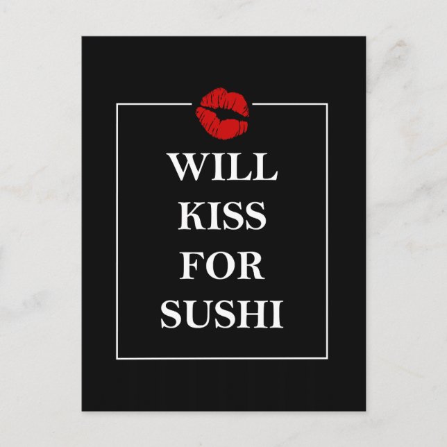 Cartão Postal Will Beija para Sushi Impressão original Design de (Frente)