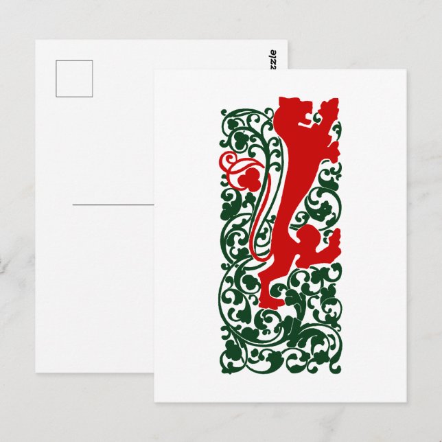 Cartão Postal Will Bradley Heraldic Lion (Frente/Verso)