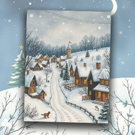 Cartão Postal Willage Snowy Scene Serene Cidade Pacífica