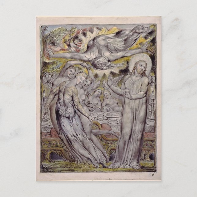 Cartão Postal William Blake-Cristo que recusa o banquete pela Sa (Frente)