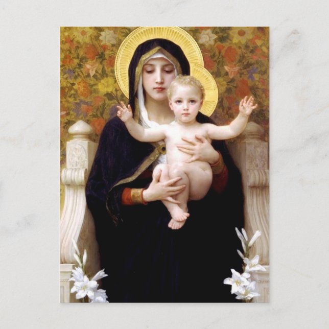 Cartão Postal William Bouguereau - A Madona dos Lírios (Frente)