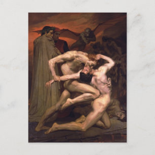 Cartão Postal William Bouguereau- Dante and Virgil in Hell