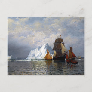 Cartão Postal William Bradford Whaler e navios de pesca