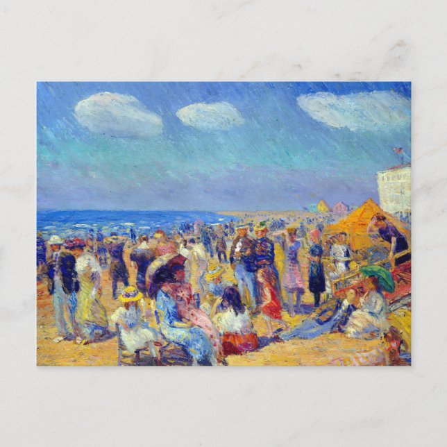 Cartão Postal William Glackens Crowd, na costa (Frente)