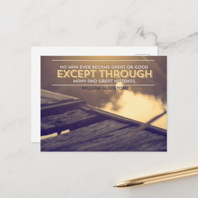 Cartão Postal William Gladstone Inspirational Citação "Erros" (Frente/Verso In Situ)