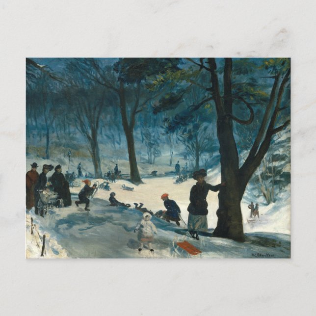 Cartão Postal William James Glackens Central Park Winter (Frente)